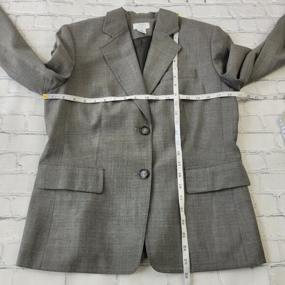 Loft Petites women light gray wool bland Classic blazer jacket size 10P - Picture 4 of 11